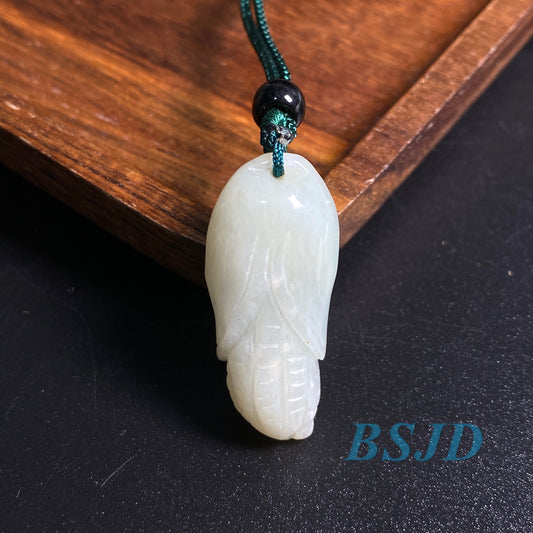 Wishful Corn Pendant Natural Green Grade A Jade Ice Jadeite Burma jade DIY Bead hand Carved gift Myanmar Jadeite