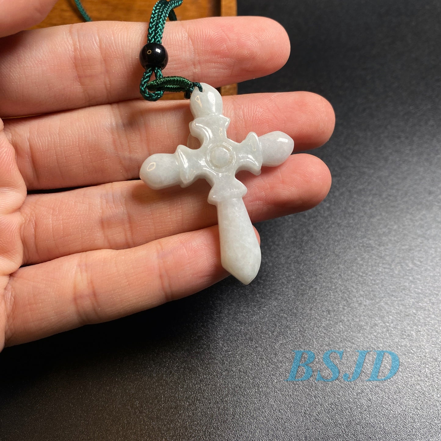 Wholesale crucifix Cross Pendant Natural Gray Grade A Jade ICE Jadeite Burma jade Beads