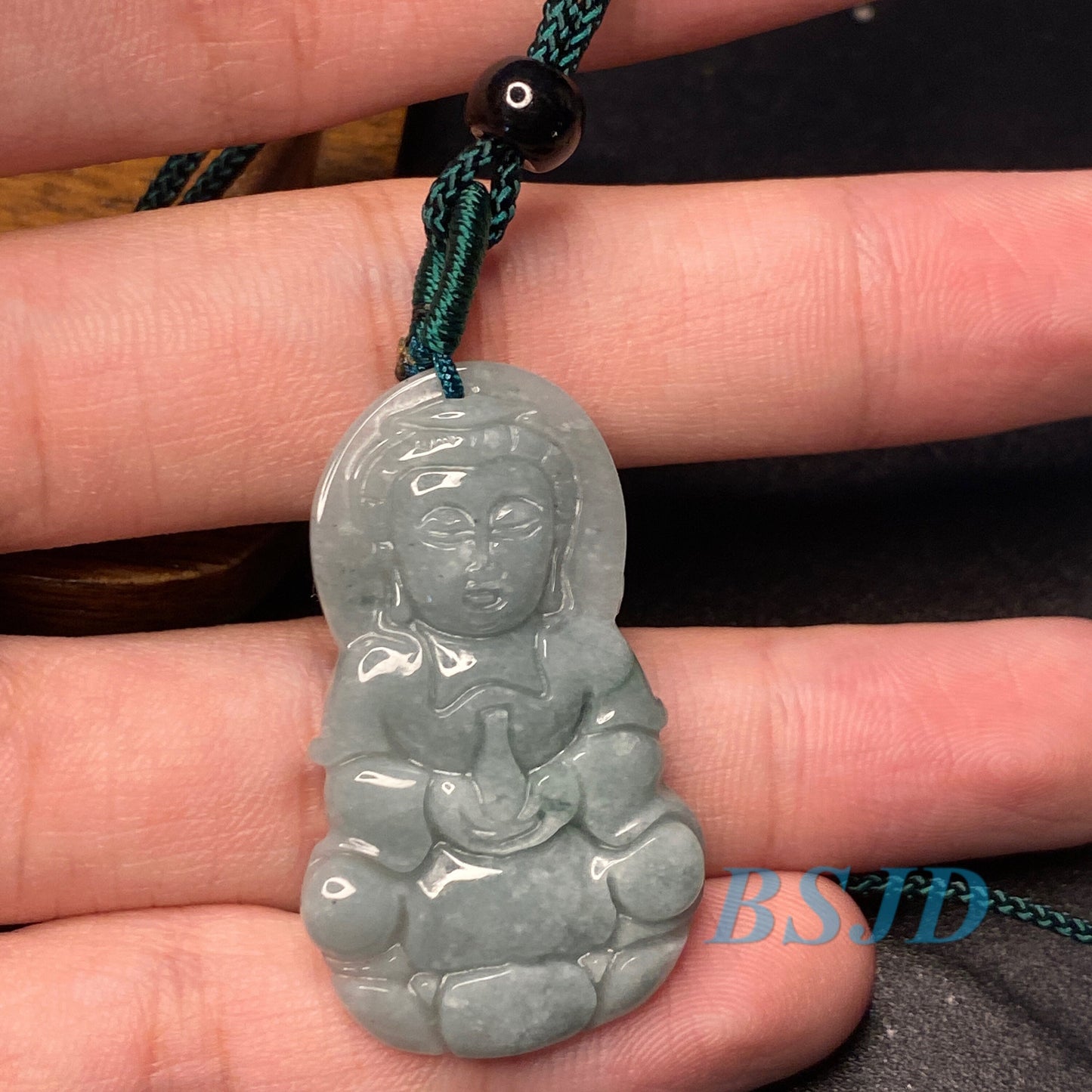 Buddha Pendant Natural Grade A jade Green Burma Jade ICE Myanmar Jadeite joss hang