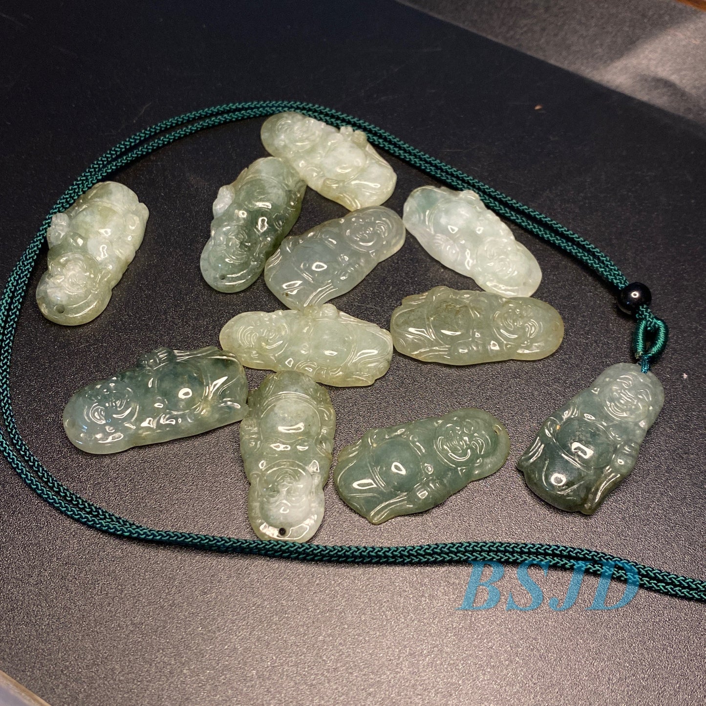 30PCS Wholesale Jadeite Buddha Pendant Natural Gray green Grade A Jade Burma Jadeite Myanmar Beads Buddhism Religious Jewelry gift