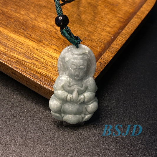 5Pairs KWAN YIN Buddha Natural Grade A Jade ICE Jadeite Chinese Carved Pendant necklace Statue gift