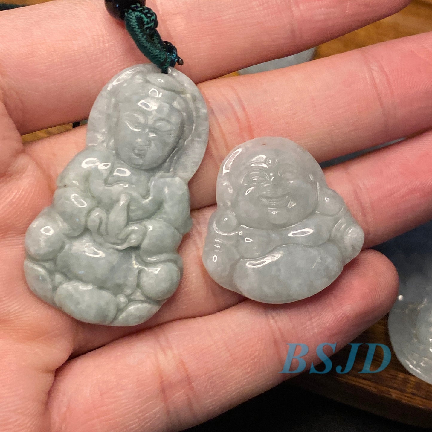 5Pairs KWAN YIN Buddha Natural Grade A Jade ICE Jadeite Chinese Carved Pendant necklace Statue gift