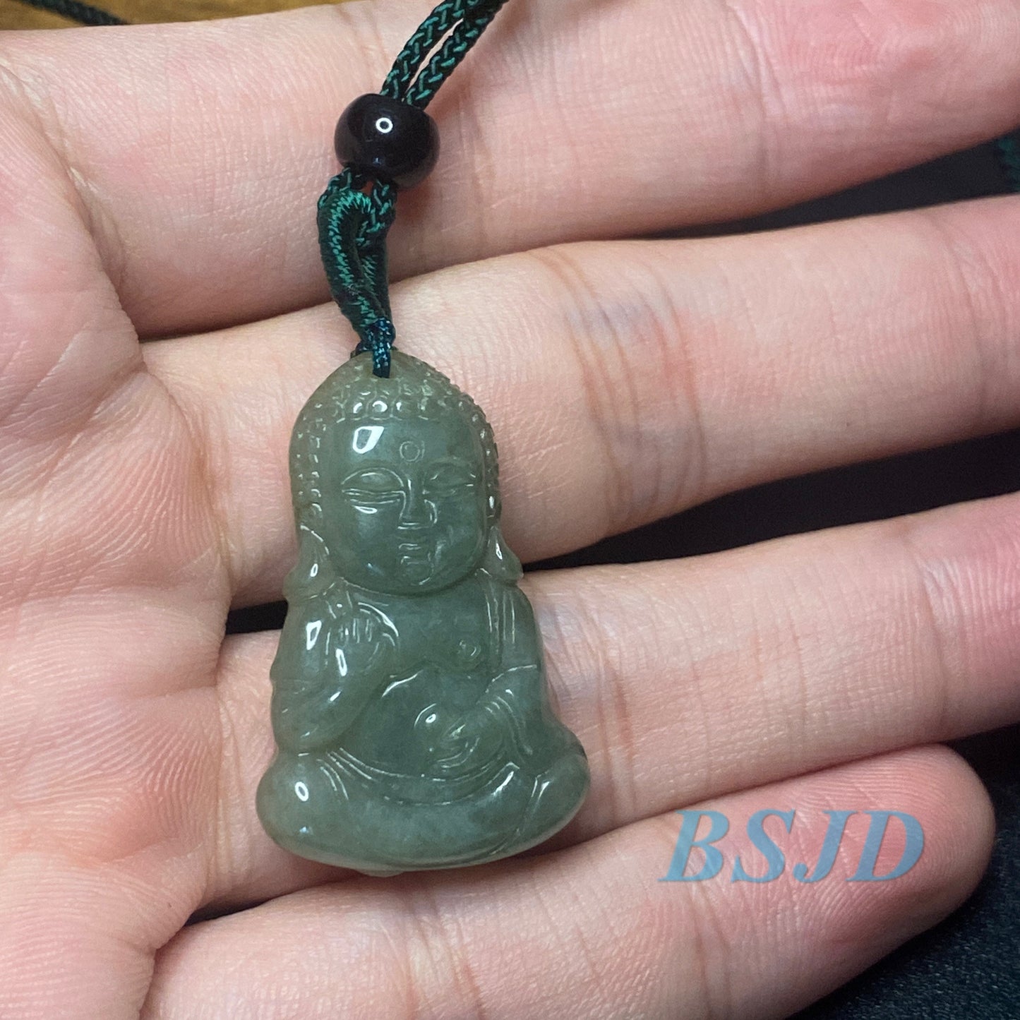 Natural Gray Grade A jadeite Buddha Pendant Natural Green Jade ICE Burma Jadeite Beads Baby Buddha pendant