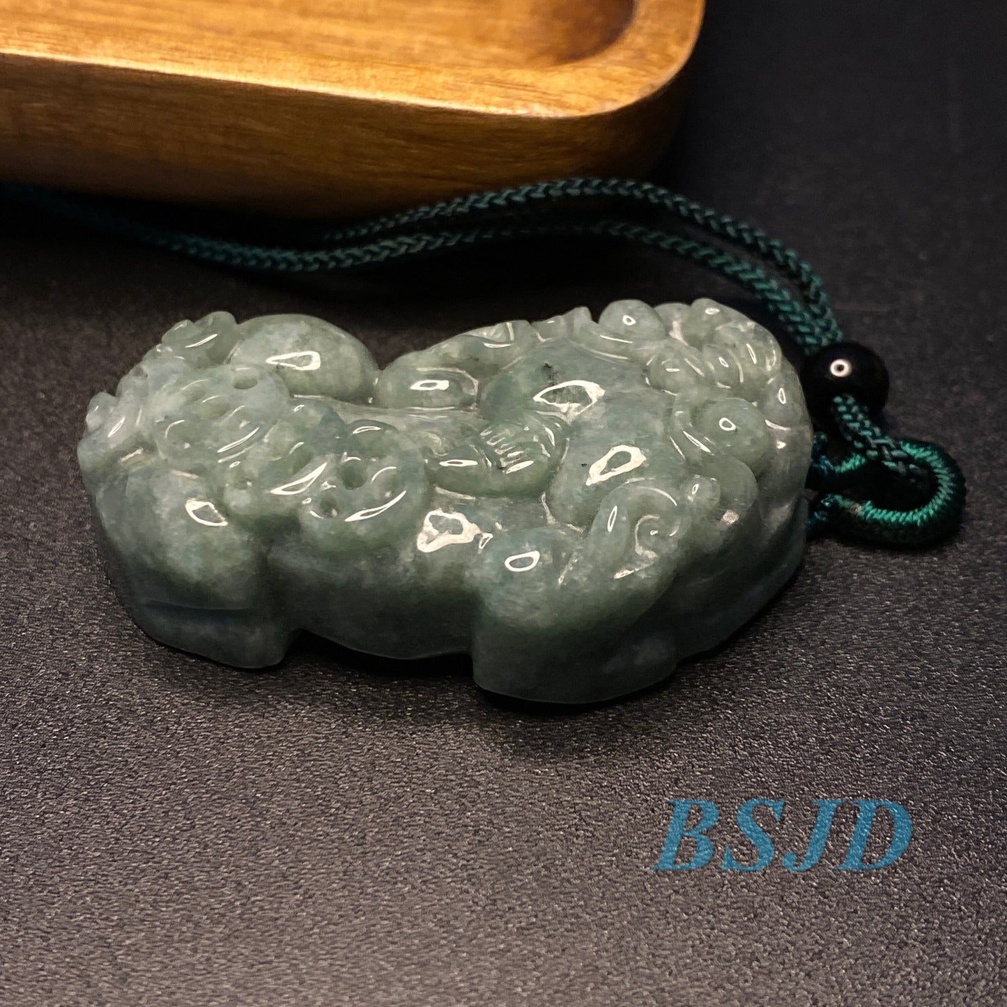 Double Pixiu Gragon Grade A  jade Green Jade Burma Jadeite Men Pendant necklace