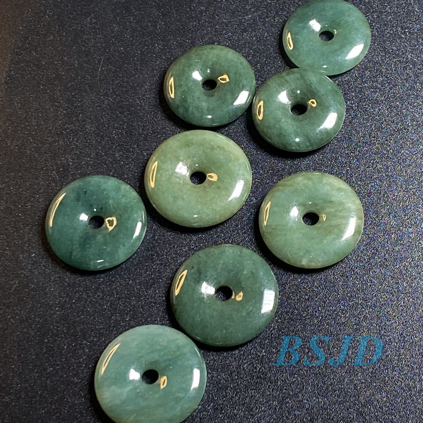 30Pcs Donut Pendant Natural Gray Grade A Jade ICE Jadeite Burma Flat Roundness Beads Perle Myanmar Jadeite disc