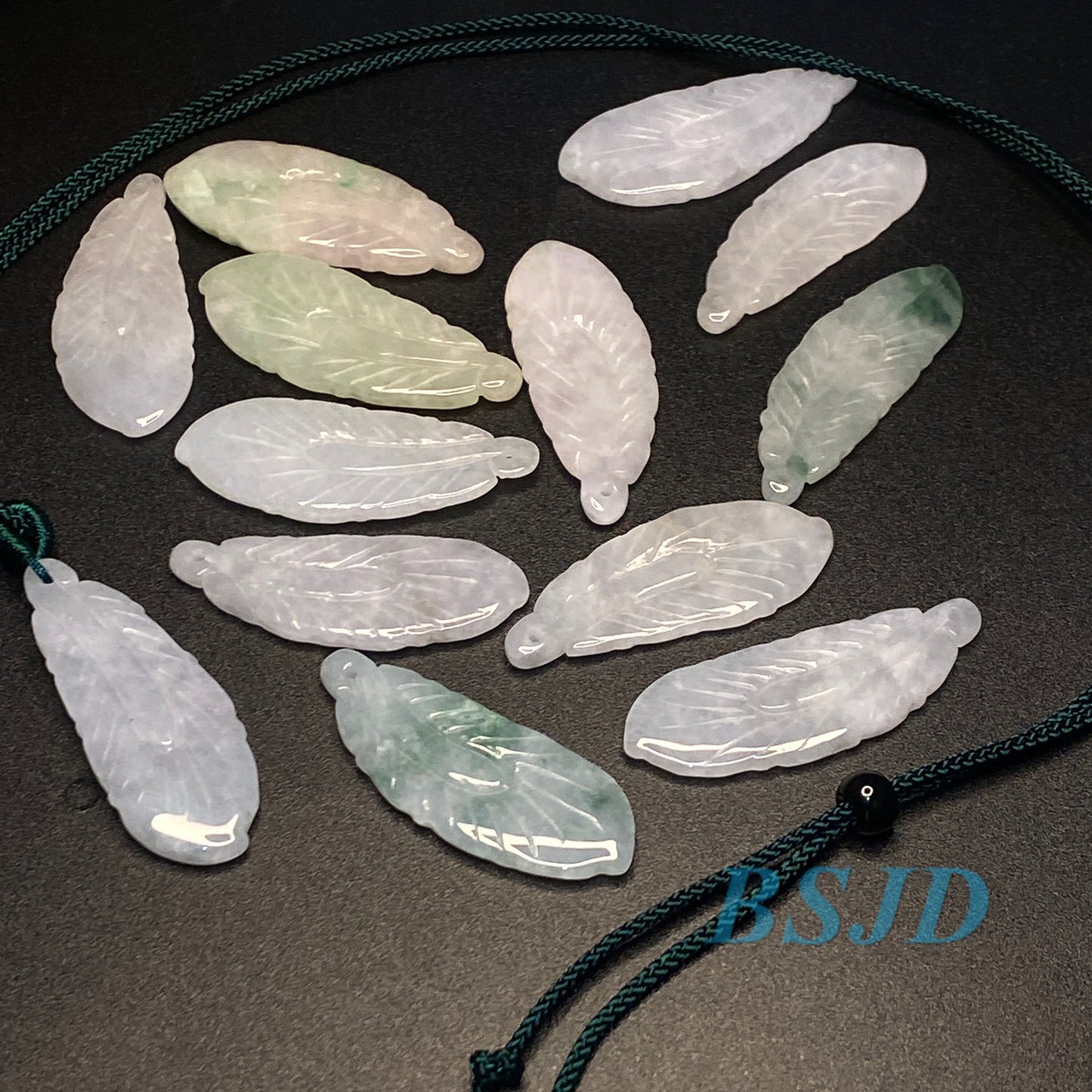 Wholesale Grade A Jade Burma jadeite Beads feather bead Type A jade Ice Myanmar Jadeite plumage pendant  DIY necklace earrings