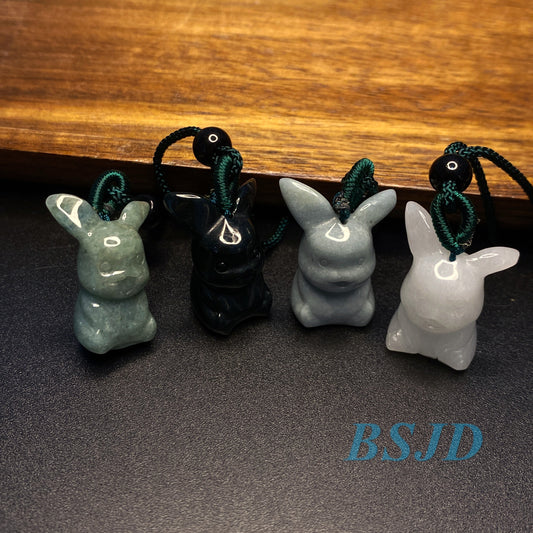 4Colors Natural Black Green Jadeite 3D Cute Pikachu Guatemalan jadeite Burma jadeite cartoon earrings Grade A jade DIY pendant kid jade gift