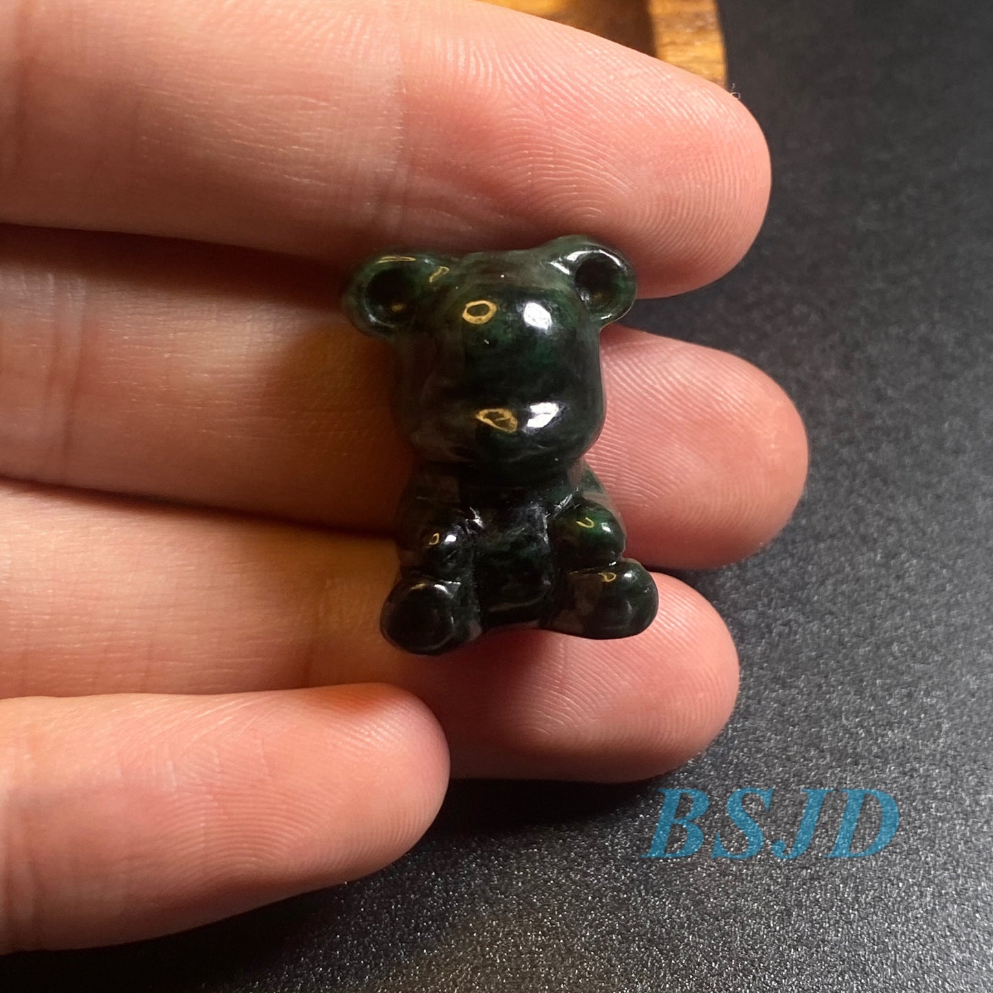 Natural Black Jadeite Cute Bear Guatemalan jadeite  Grade A jade DIY pendant kid jade gift