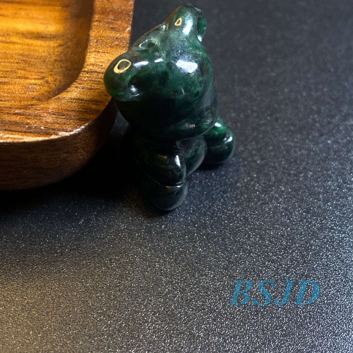 Natural Black Jadeite Cute Bear Guatemalan jadeite  Grade A jade DIY pendant kid jade gift