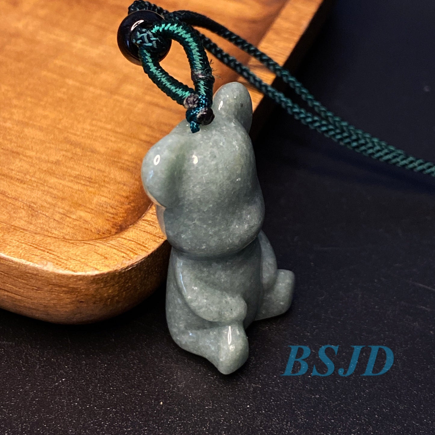 Cute Bear pendant Natural Green Grade A Jade Burma Jadeite 3d cartoon earrings  bead hand Carved Myanmar jade Pendant necklace jade gift