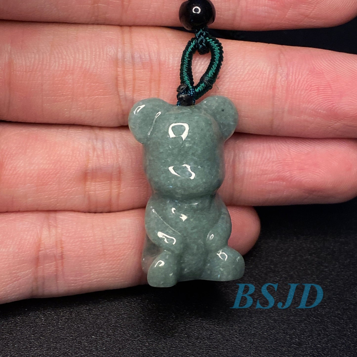 Cute Bear pendant Natural Green Grade A Jade Burma Jadeite 3d cartoon earrings  bead hand Carved Myanmar jade Pendant necklace jade gift