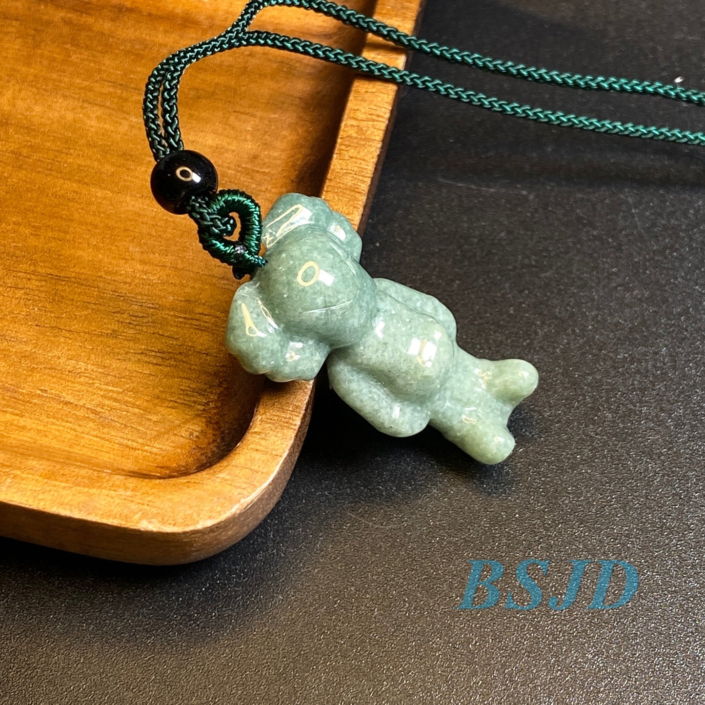 Natural green Jadeite 3D Cute Bear Guatemalan jadeite cartoon earrings Grade A jade DIY pendant kid jade gift