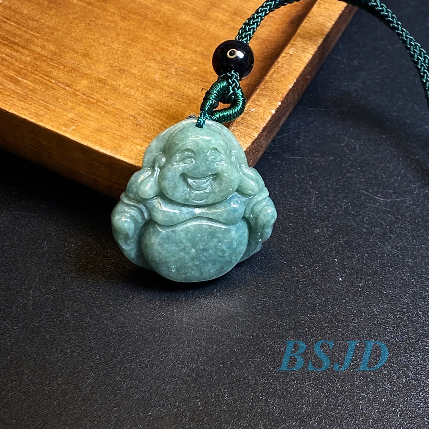 Good Smiling Buddha Natural green Grade A Jade Jadeite handmade Carved Myanmar jade Pendant necklace kid DIY earrings jade jewelry gift