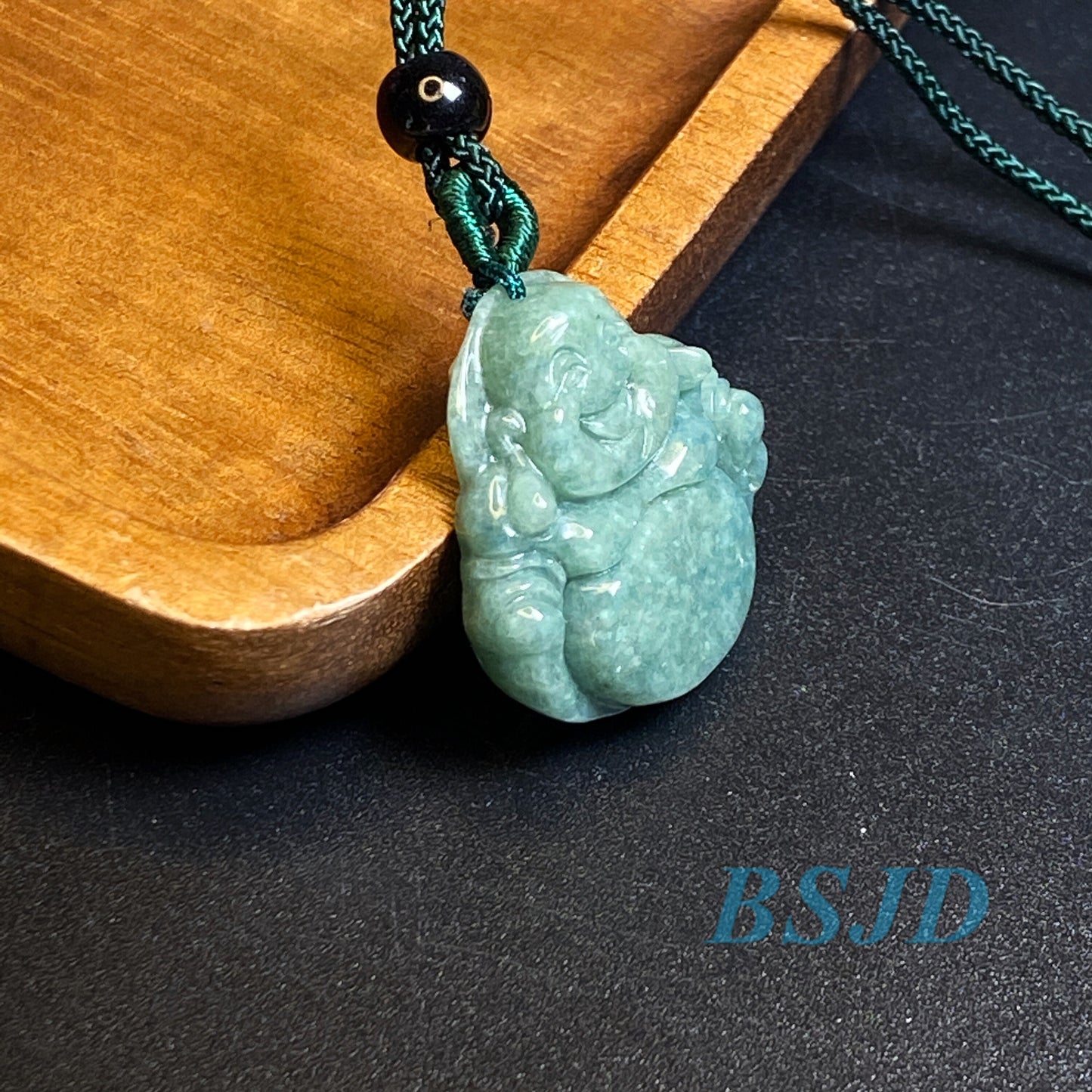 Good Smiling Buddha Natural green Grade A Jade Jadeite handmade Carved Myanmar jade Pendant necklace kid DIY earrings jade jewelry gift