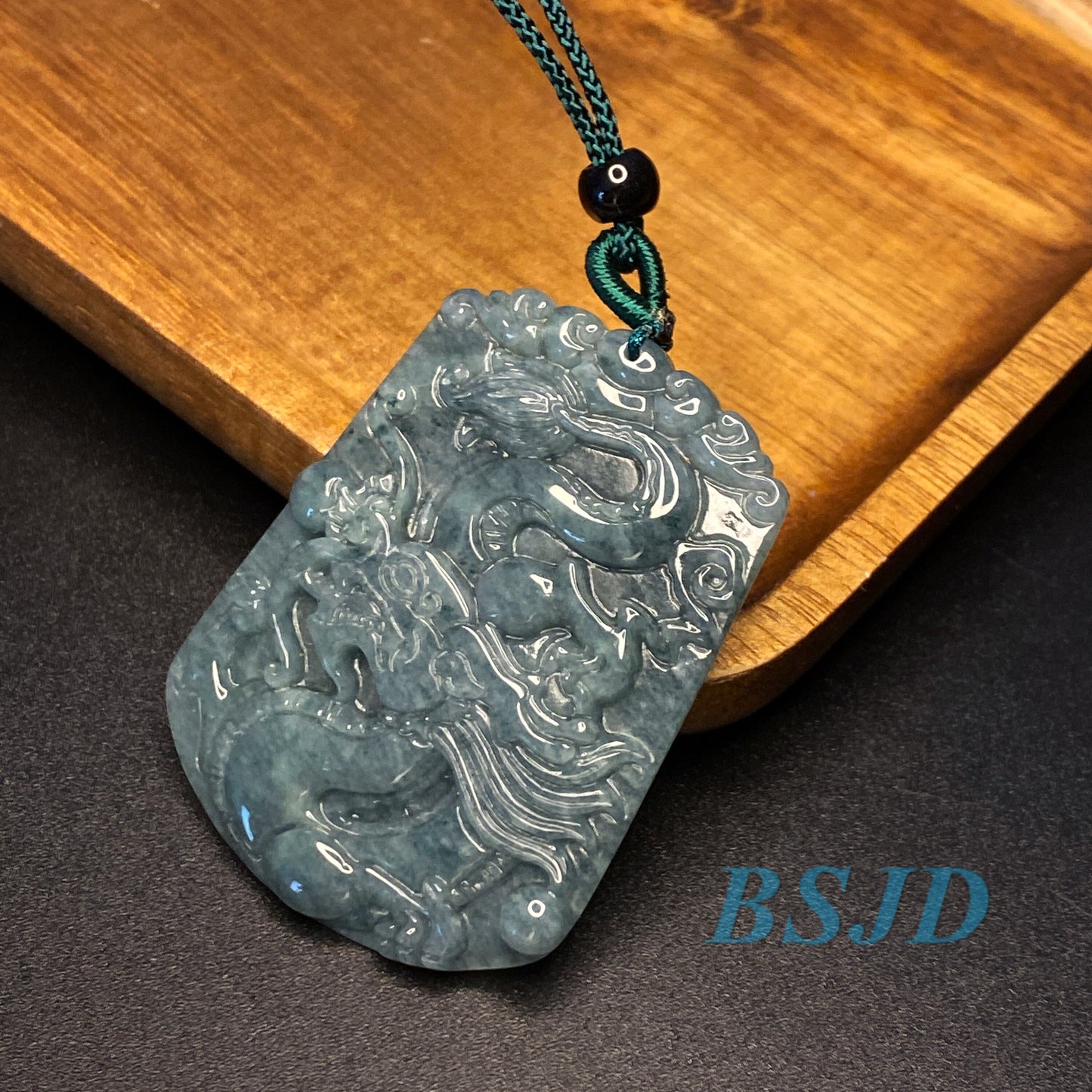 Dragon Natural transparent Guatemala Jadeite bead Grade A Jade Blue gemstone men dragon Guatemalan jadeite baby kid pendant