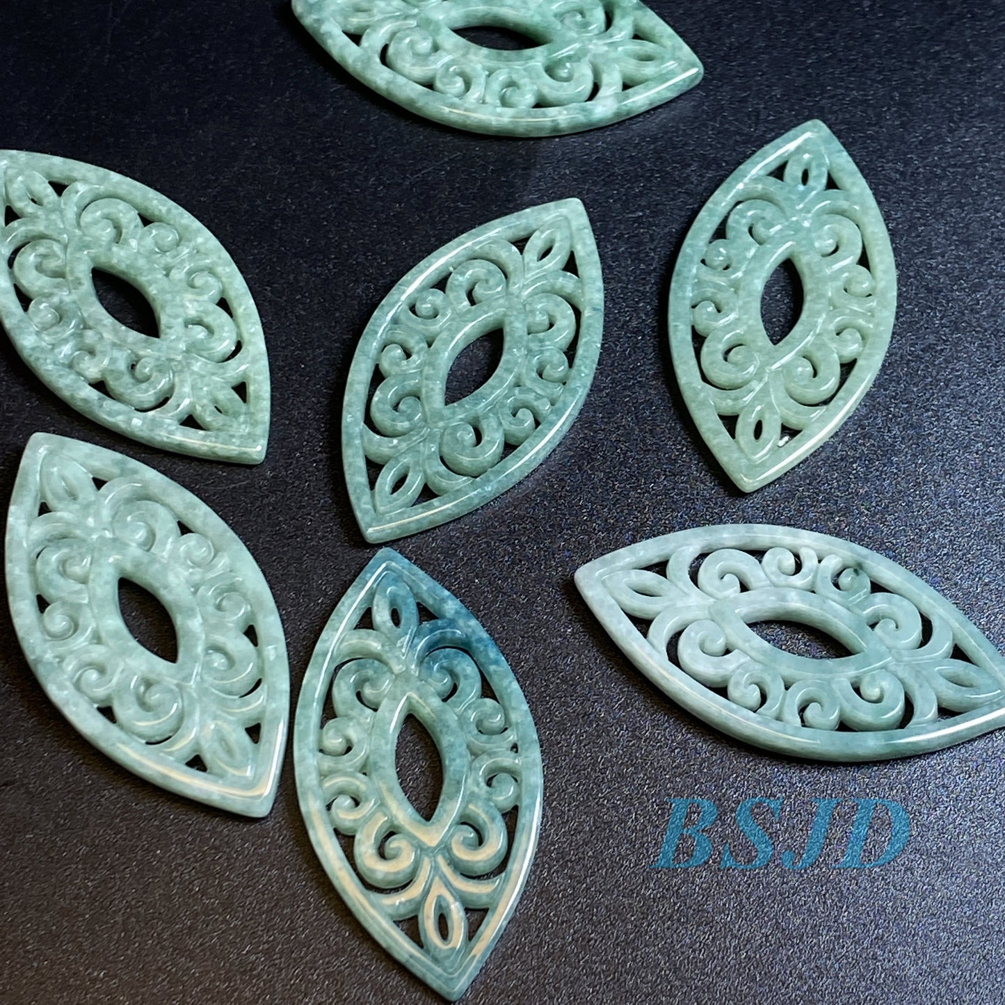 Wholesale Grade A Jade eye shape Green jadeite Beads Flower pendant Type A jade Ice Myanmar Jadeite DIY necklace earrings