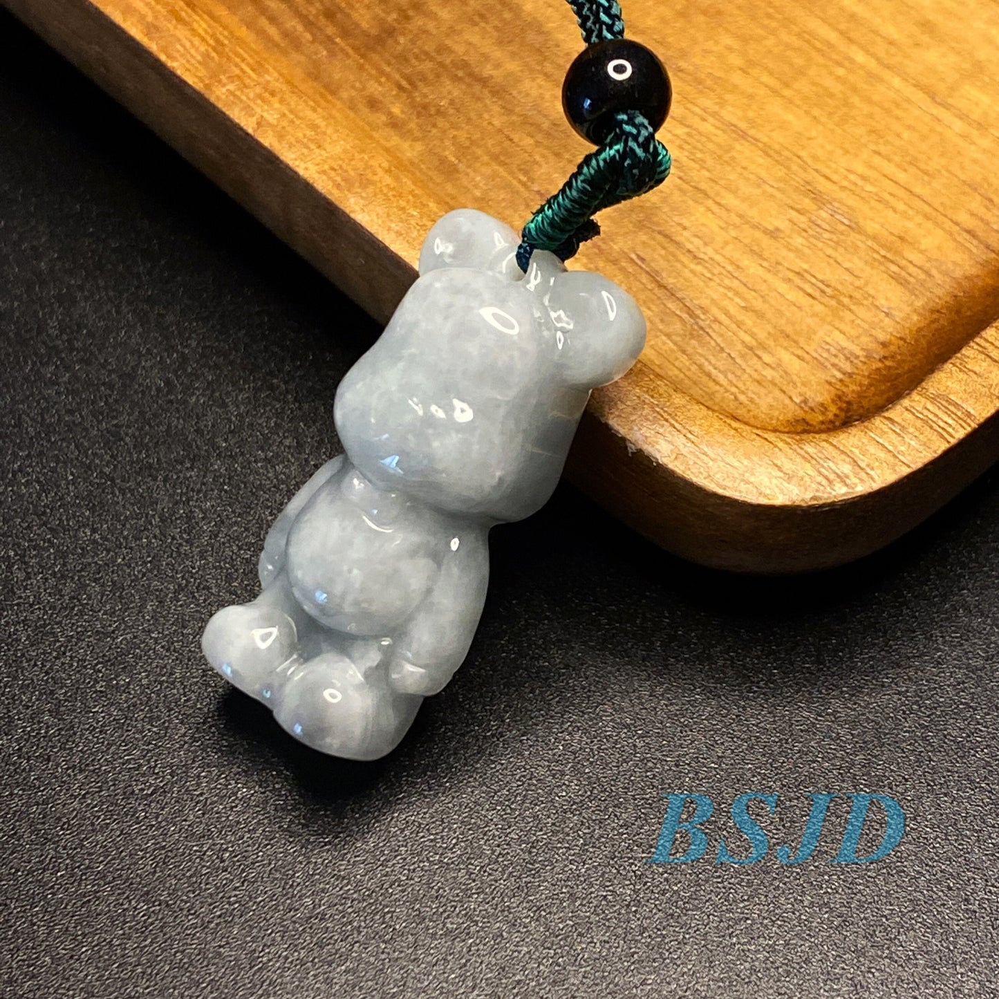 Cute Bear pendant Natural Green Grade A Jade Burma Jadeite 3d cartoon earrings  bead hand Carved Myanmar jade Pendant necklace jade gift