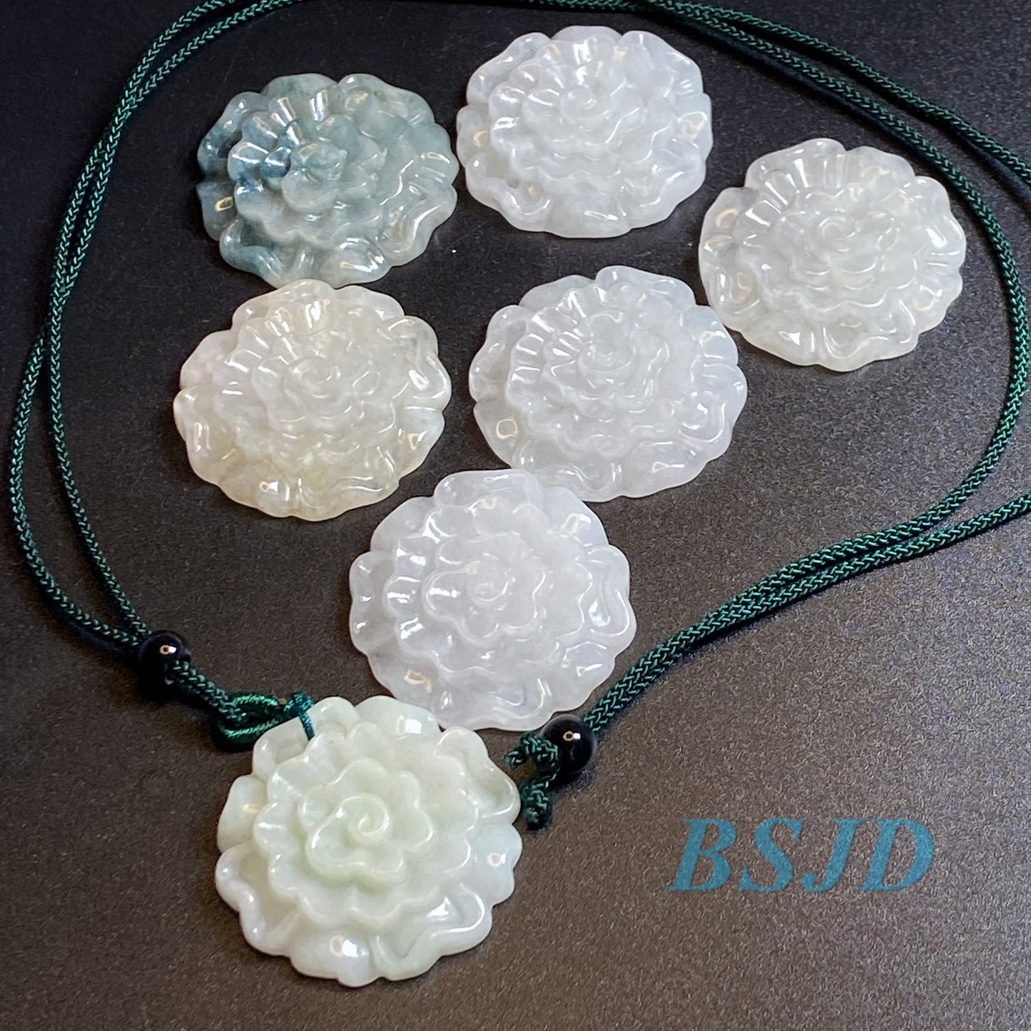 Wholesale flowers Grade A Jade White Green jadeite Beads Flower pendant Type A jade Ice Myanmar Jadeite DIY necklace earrings gift