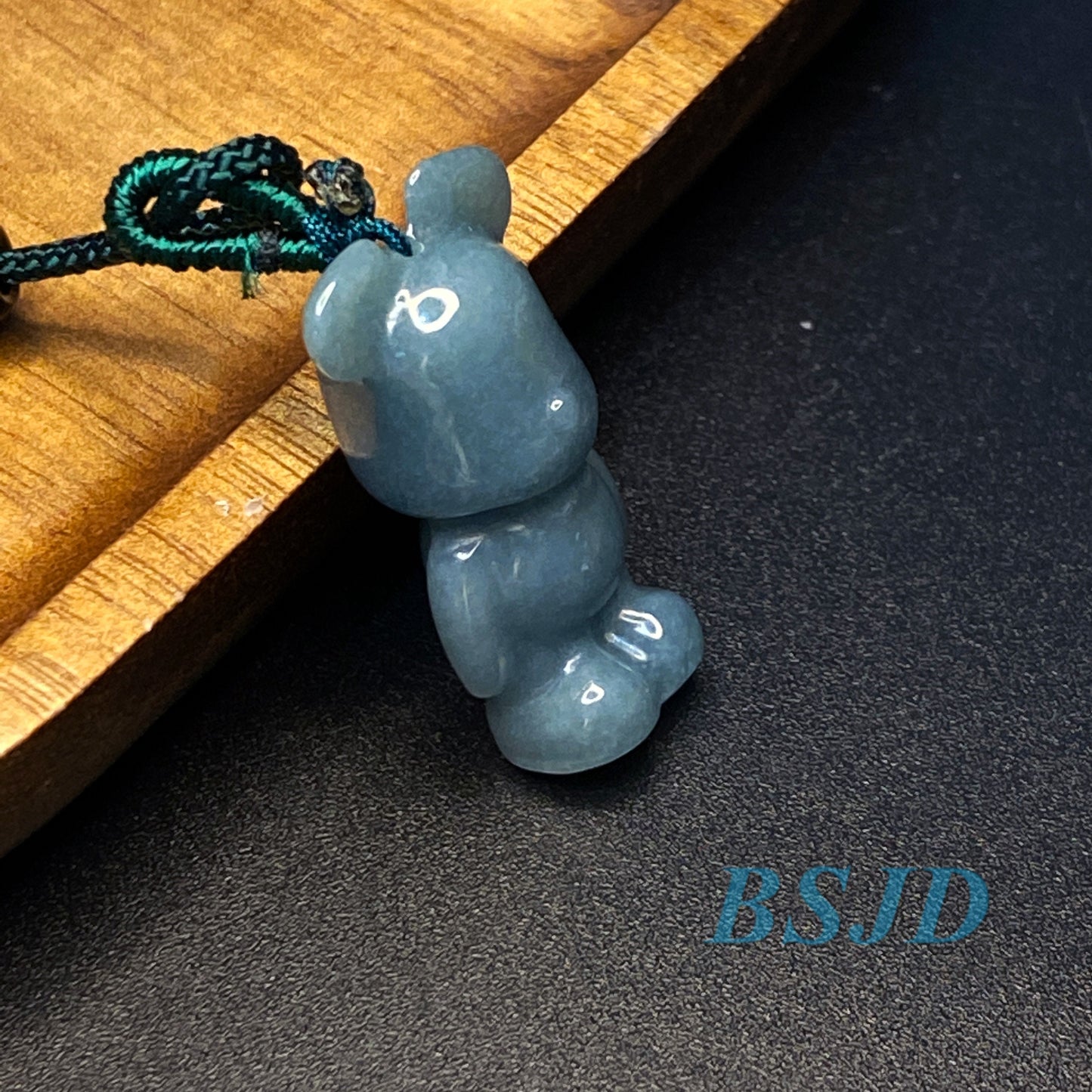 Cute Bear Natural Blue Grade A Jade Guatemala Jadeite 3d cartoon earrings  bead hand Carved Myanmar jade Pendant necklace jade gift