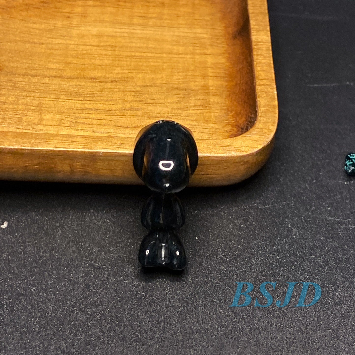 Natural Black Jadeite 3D Cute Puppy Snoopy Guatemalan jadeite cartoon earrings Grade A jade DIY pendant kid jade gift