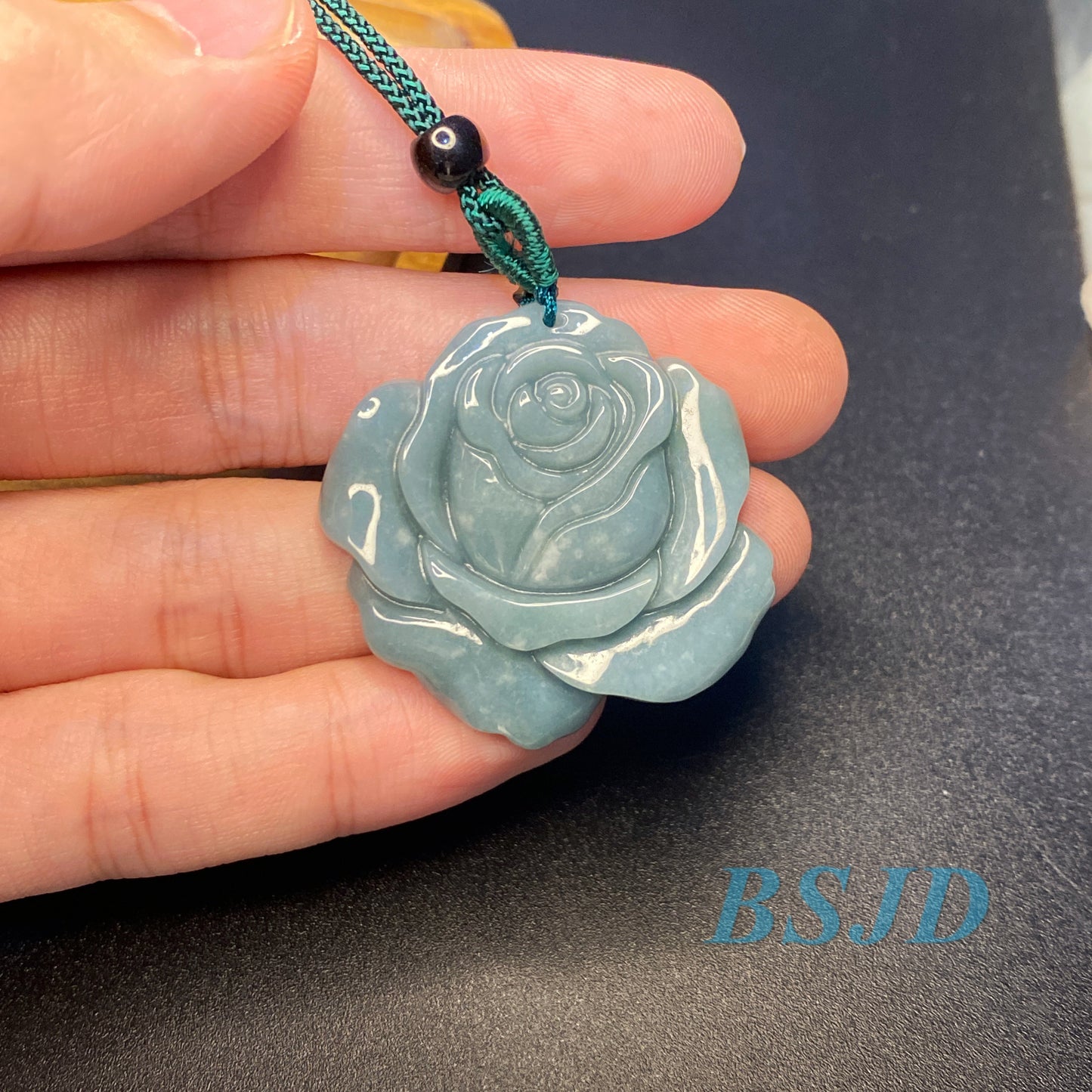 Wholesale Rose flowers Grade A Jade BLUE  jadeite Beads Flower pendant Type A jade Ice Myanmar Jadeite DIY necklace earrings gift