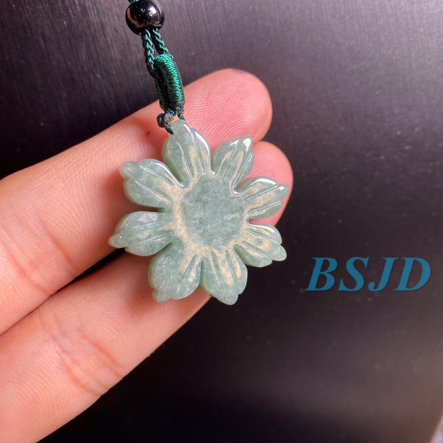 Grade A Jade Burma  Jadeite man men's pendant Flower Sun necklace Jade gift