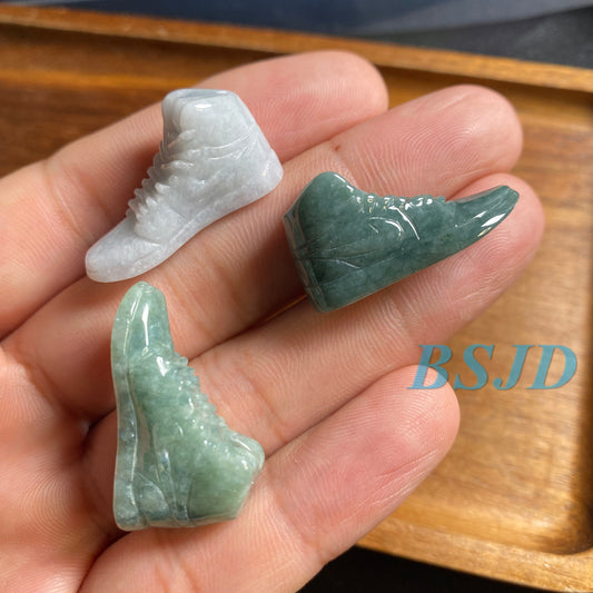 3 color sneaker Mini Hip-hop Natural Grade A Jade  Jadeite 3d Sport shoe earrings  bead hand Carved Myanmar jade Pendant necklace jade gift