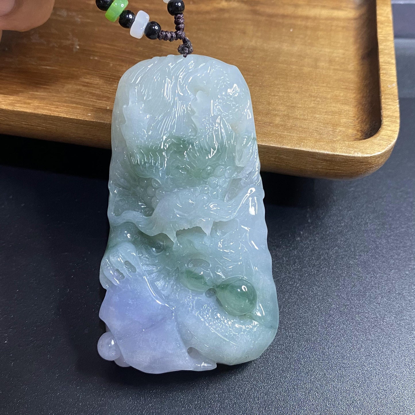 Nice Purple Dragon Grade A JADE lavender Burma Jadeite pendant Jewelry gift