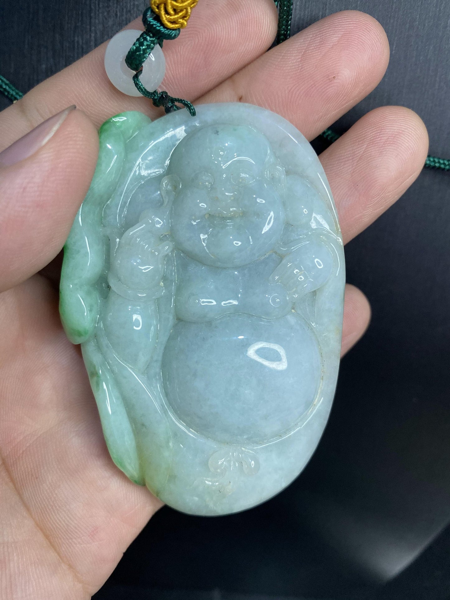 Natural Green Grade A jade  Hand pieces Massage Hand craved Natural Green Jadeite BEADS Pendant Gemstone A stone