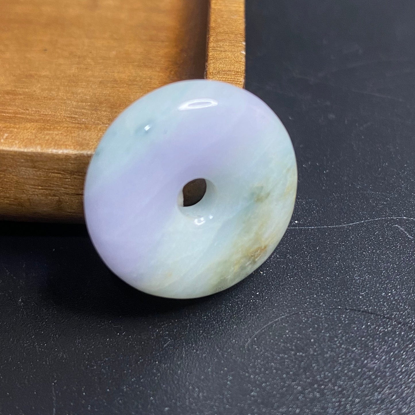 Donut Natural  lavender Grade A Jade Ice burma Jadeite Lady pendant necklace BEADS Anhänger Gemstone Kid baby Жадеит jadéite Flat 翡翠 平安扣