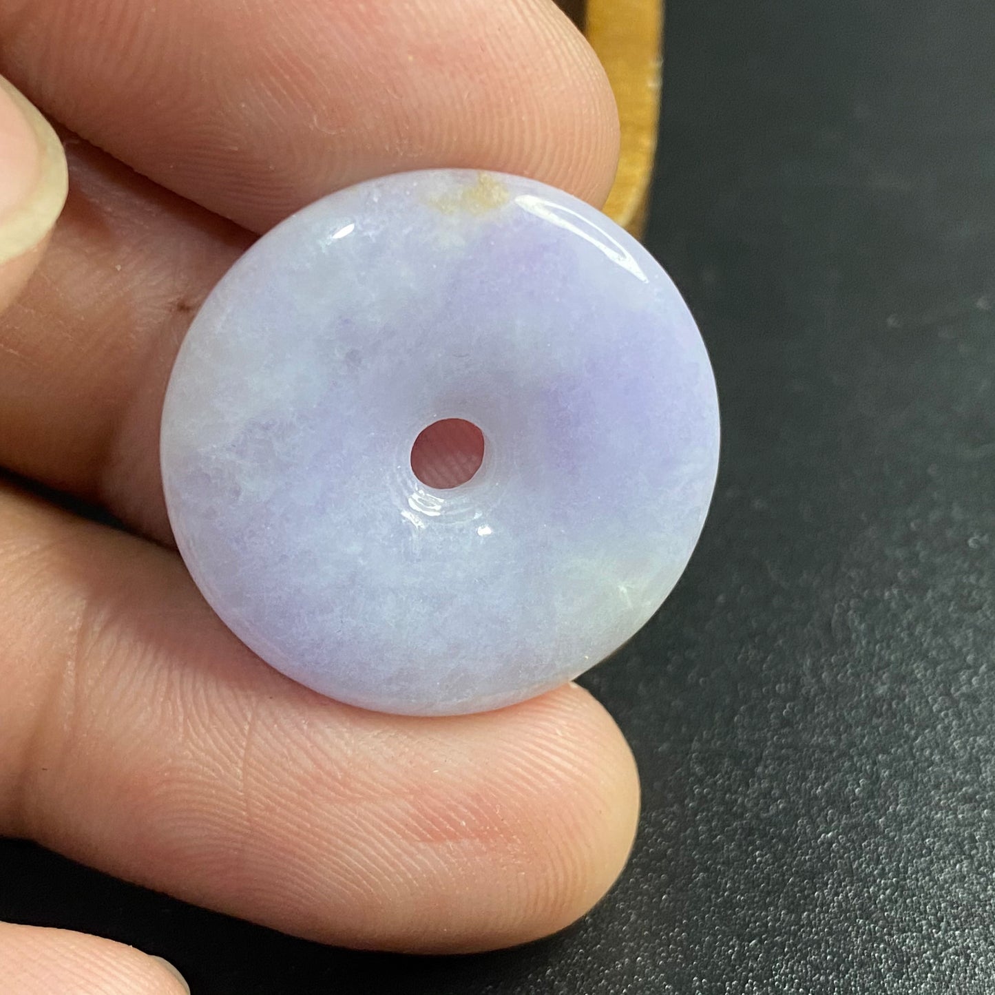 Donut Natural  lavender Grade A Jade Ice burma Jadeite Lady pendant necklace BEADS Anhänger Gemstone Kid baby Жадеит jadéite Flat 翡翠 平安扣