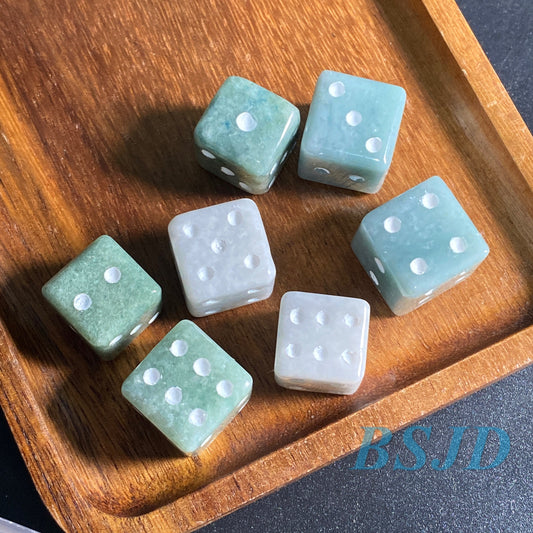 3 color Dice Natural Grade A Jade Jadeite 3d Square no hole bead hand Carved Myanmar jade Pendant necklace jade gift