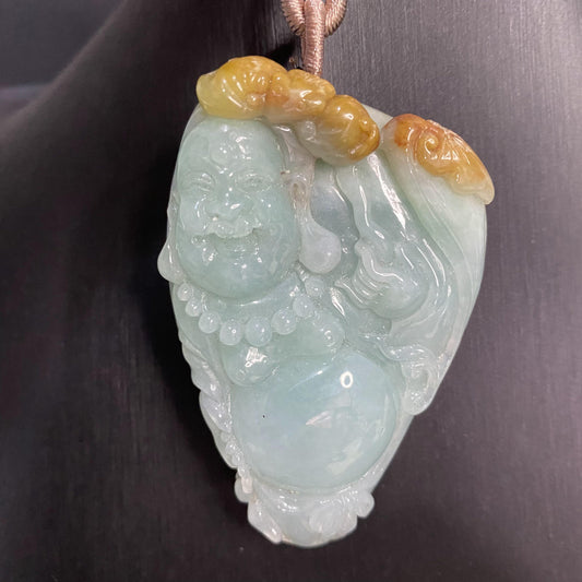 Natural Yellow Grade A jade  Hand pieces Massage Hand craved Natural Green Jadeite BEADS Pendant Gemstone A stone