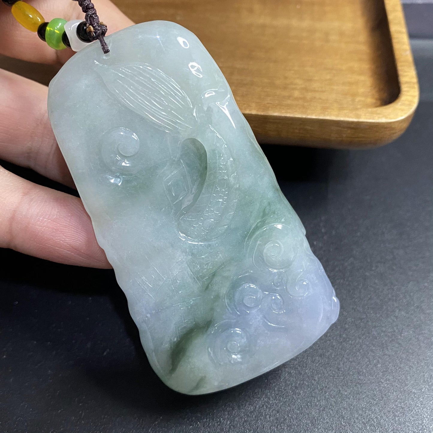 Nice Purple Dragon Grade A JADE lavender Burma Jadeite pendant Jewelry gift