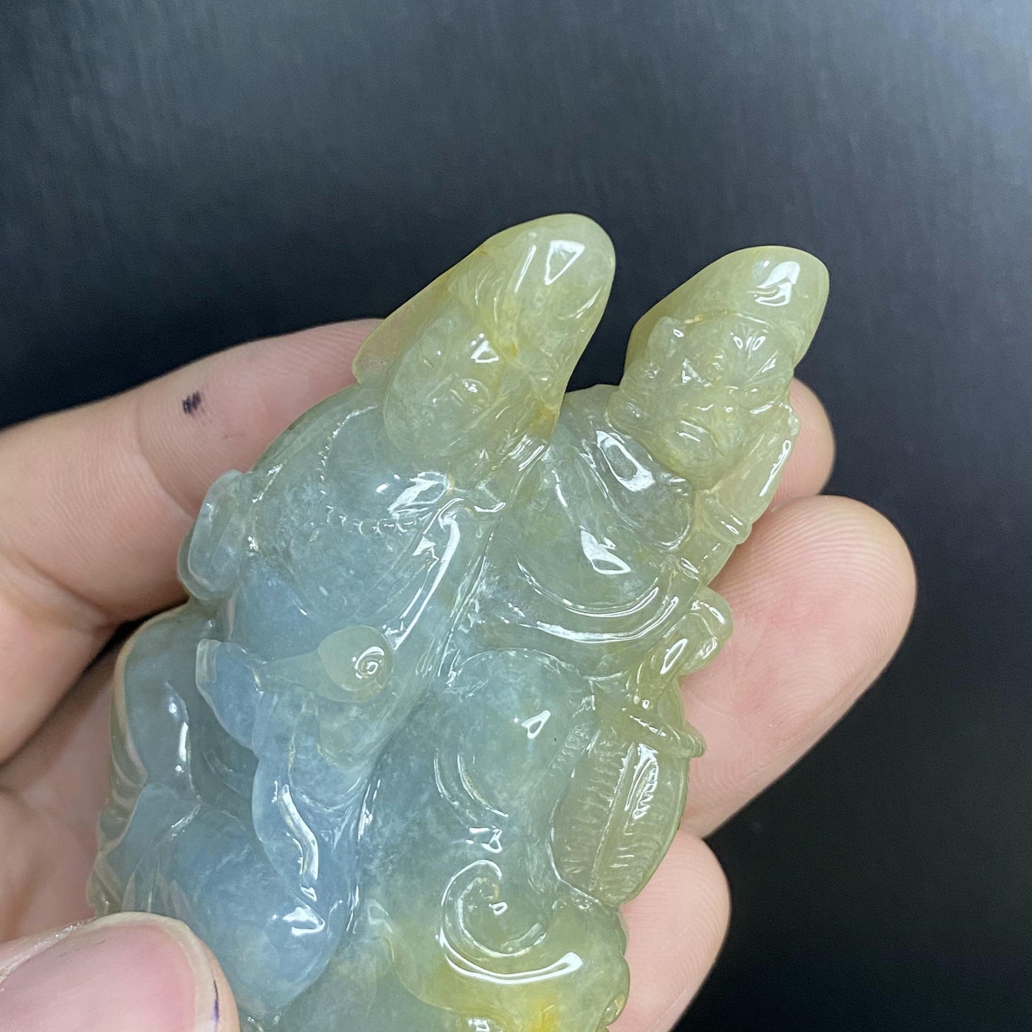 Journey to the West Transparent Jadeite stone Natural Grade A Jade ICE Jadeite Myanmar jade hang 西游记孙悟空观音菩萨取西经