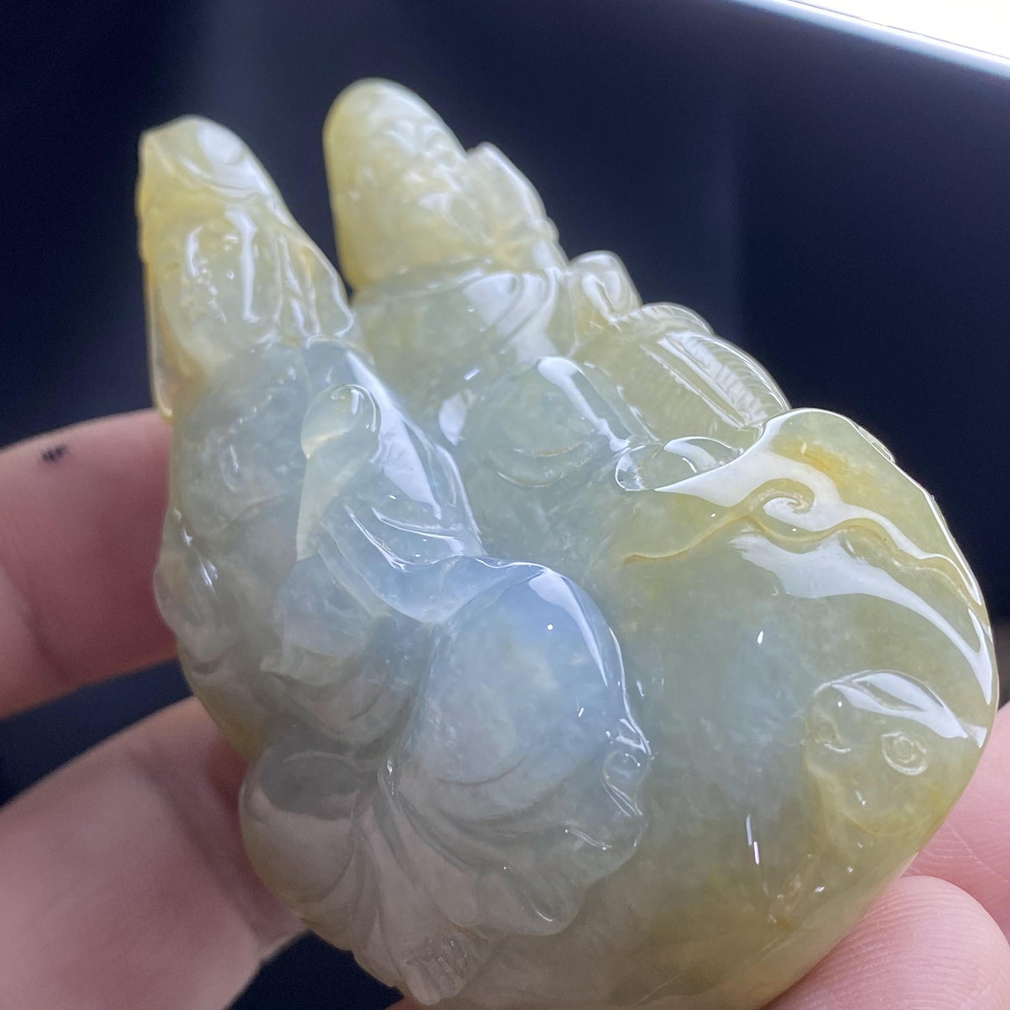 Journey to the West Transparent Jadeite stone Natural Grade A Jade ICE Jadeite Myanmar jade hang 西游记孙悟空观音菩萨取西经