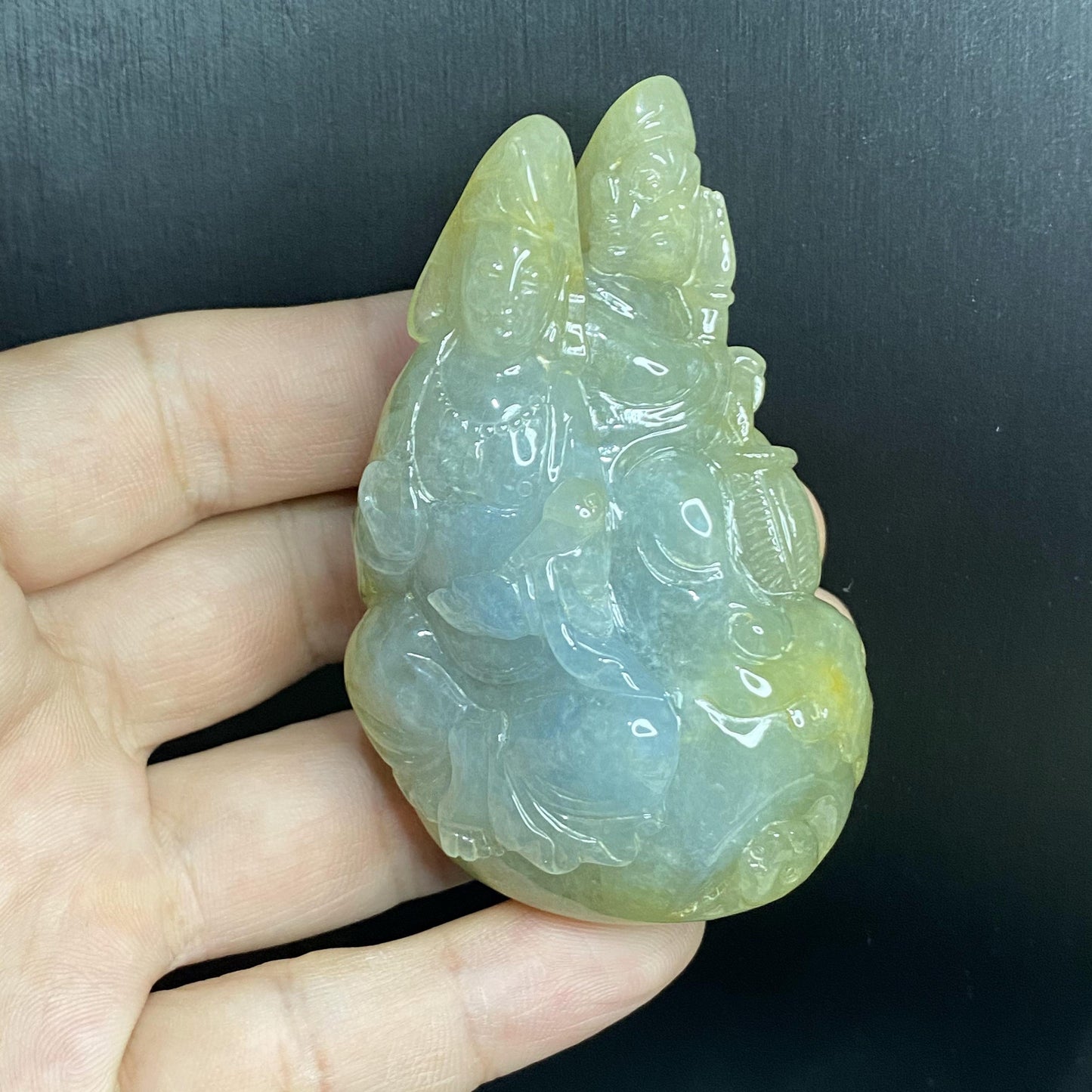 Journey to the West Transparent Jadeite stone Natural Grade A Jade ICE Jadeite Myanmar jade hang 西游记孙悟空观音菩萨取西经