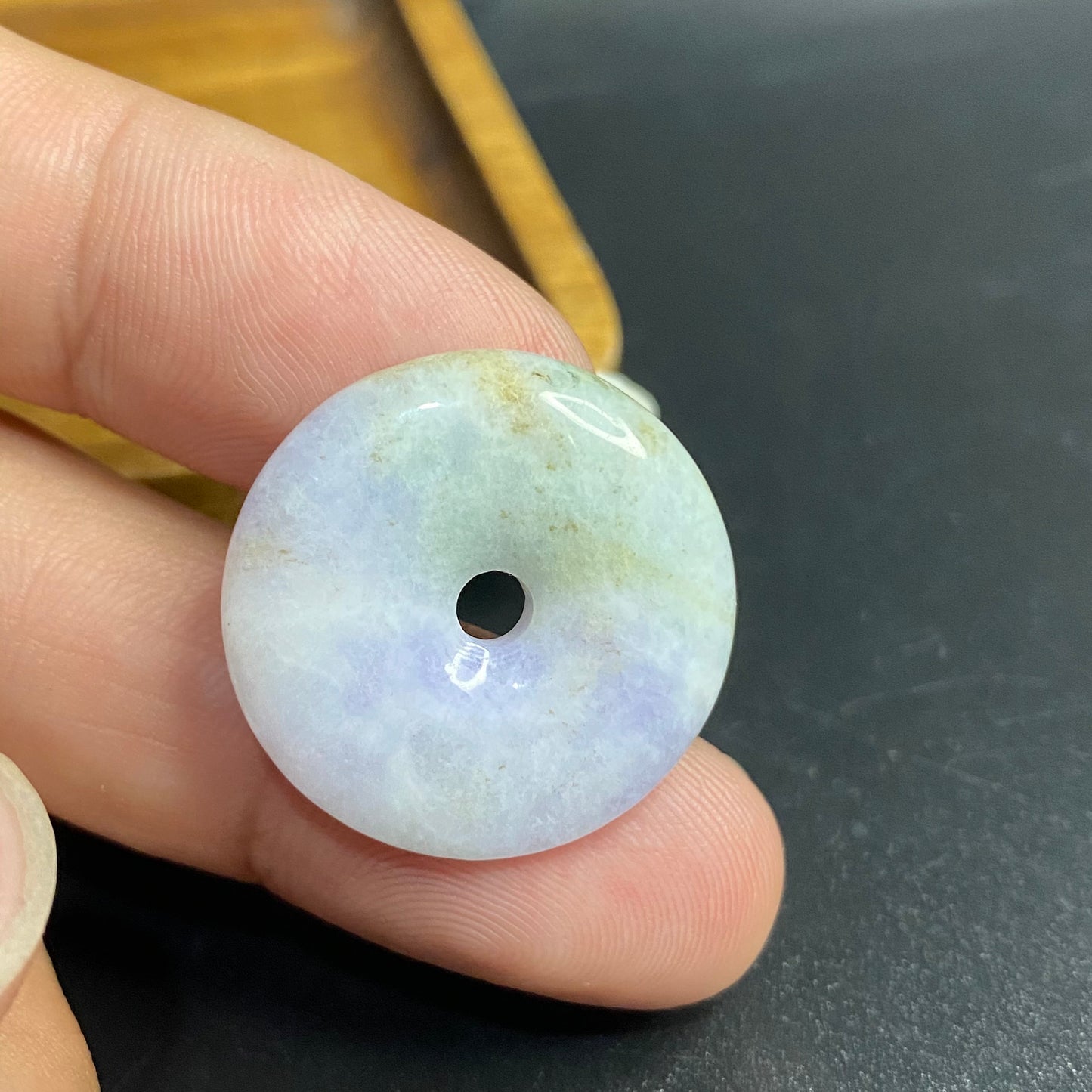 Donut Natural  lavender Grade A Jade Ice burma Jadeite Lady pendant necklace BEADS Anhänger Gemstone Kid baby Жадеит jadéite Flat 翡翠 平安扣