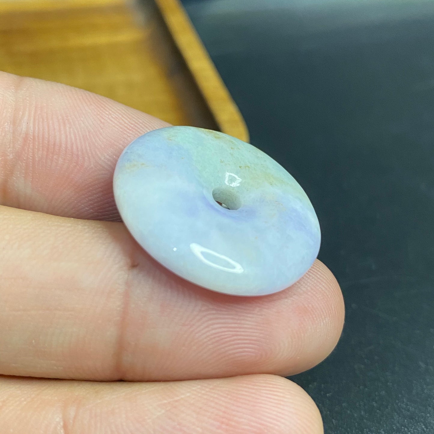 Donut Natural  lavender Grade A Jade Ice burma Jadeite Lady pendant necklace BEADS Anhänger Gemstone Kid baby Жадеит jadéite Flat 翡翠 平安扣