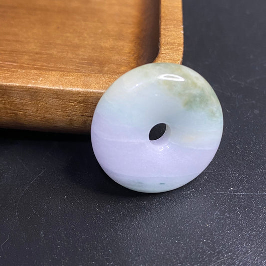 Donut Natural  lavender Grade A Jade Ice burma Jadeite Lady pendant necklace BEADS Anhänger Gemstone Kid baby Жадеит jadéite Flat 翡翠 平安扣