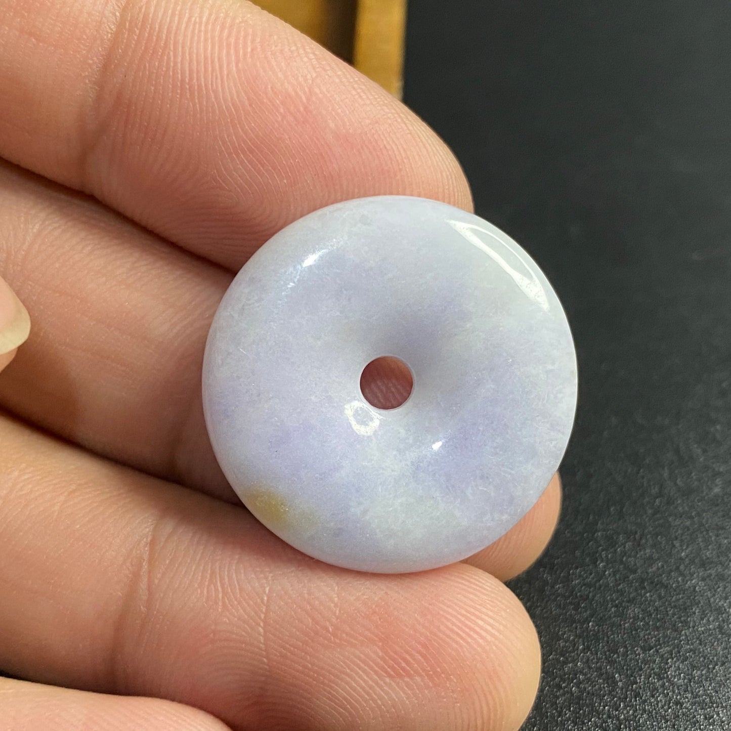 Donut Natural  lavender Grade A Jade Ice burma Jadeite Lady pendant necklace BEADS Anhänger Gemstone Kid baby Жадеит jadéite Flat 翡翠 平安扣