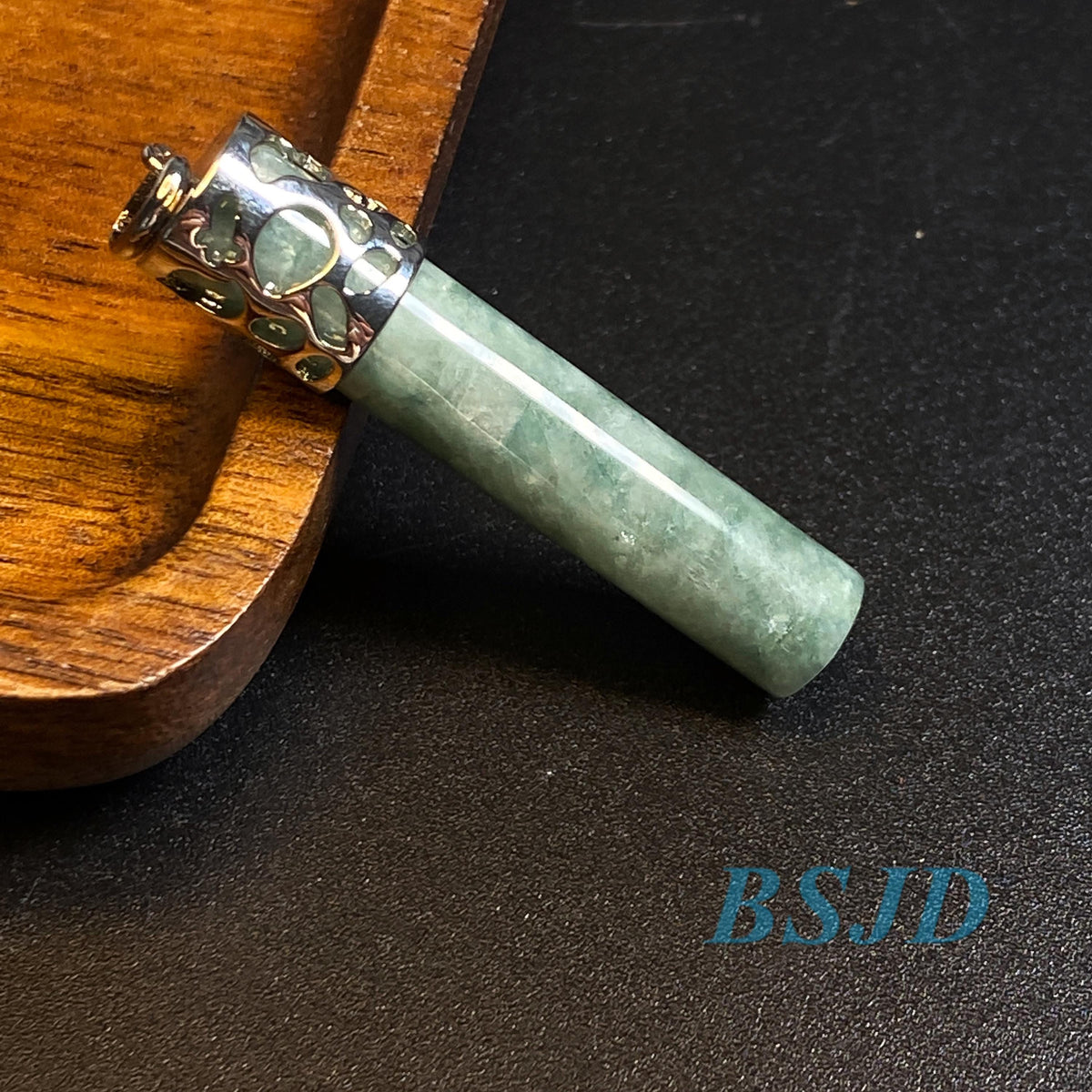 Crown cylinder Guatemala Jadeite Blue Grade A Jade rings Beads Jewelry DIY Earrings With S925 chain Guatemalan Jade supplies