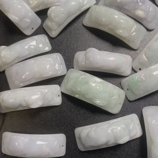 Pixiu Hook Natural transparent Guatemala Jadeite bead Grade A Jade Blue gemstone men dragon Guatemalan jadeite baby kid pendant