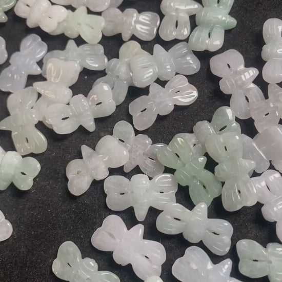 10pcs Butterfly beaded Grade A Jade Natural green Jadeite pendant Burma jade bead Hand Carved Lady baby necklace