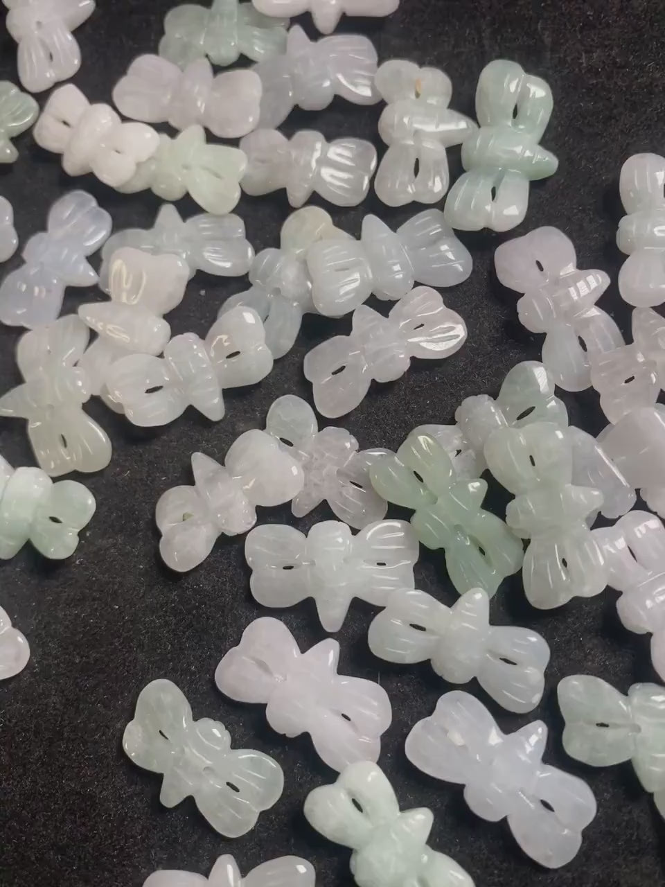 10pcs Butterfly beaded Grade A Jade Natural green Jadeite pendant Burma jade bead Hand Carved Lady baby necklace