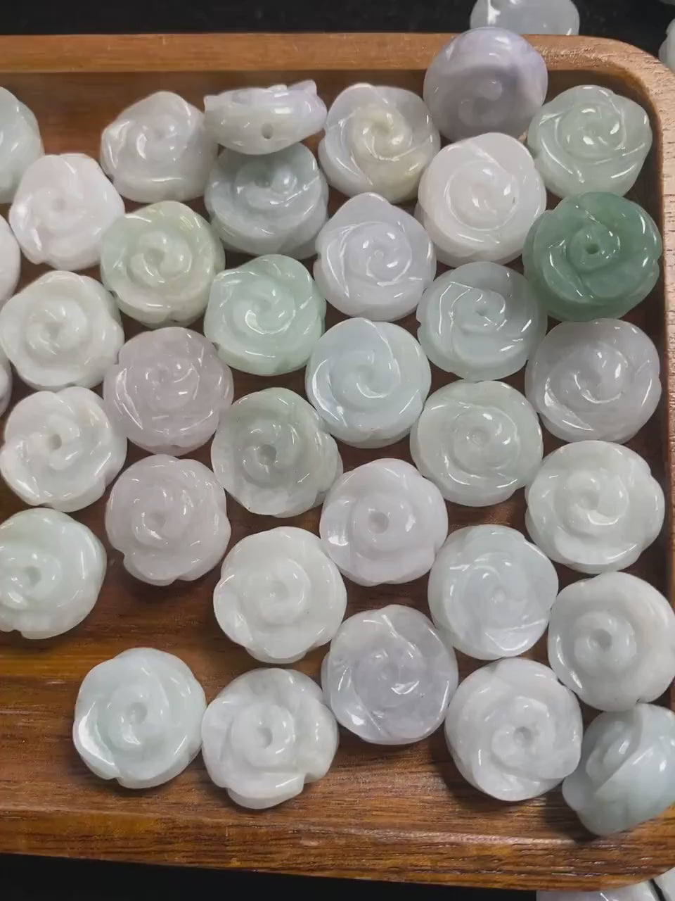 10PCS Flower Rose Beads Natural Grade A jade Green ICE Burma Jadeite bead Chinese Carved Myanmar DIY pendants necklace Blume f. fleur varié