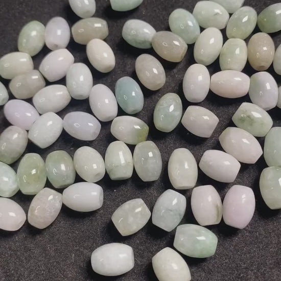 100Pcs Oval shape Grade A Jade Burma Jadeite Beads WHITE Perle DIY jade necklace earrings ,Jade barrel tube