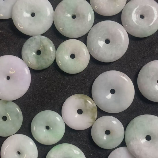 10PCS Grade A Jade Donut jade pendant Natural Green Burma Jade DIY earrings .