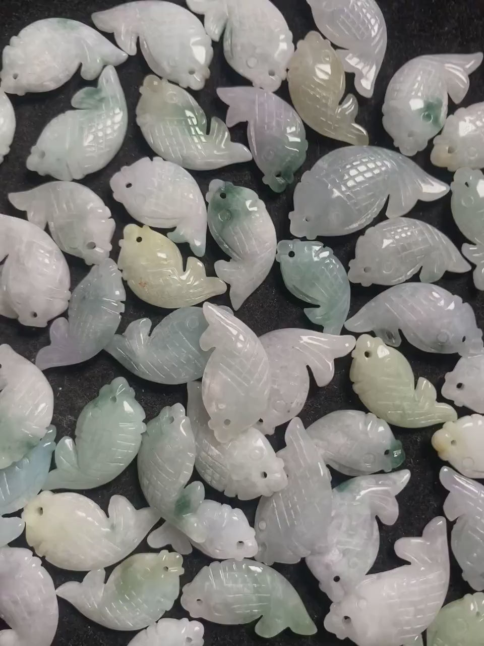 10PCS Wholesale Fish Pendant Natural Grade A Jade ICE Burma Jadeite Baby Beads Perle Anhänger Chinese Carved ,Myanmar Jadeite earrings drop