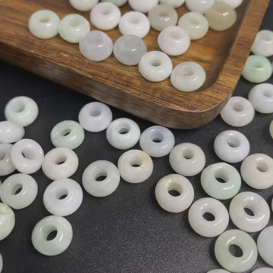 30Pcs 9mm donut Ring Natural Green Grade A Jade ICE Round Beads Kid baby DIY Earrings Burma Myanmar Jadeite doughnut Jewelry 翡翠A货 平安扣